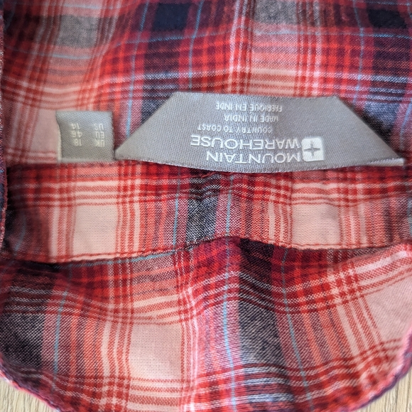 Women's Plaid Red and White Blouse - Picture 2 of 4